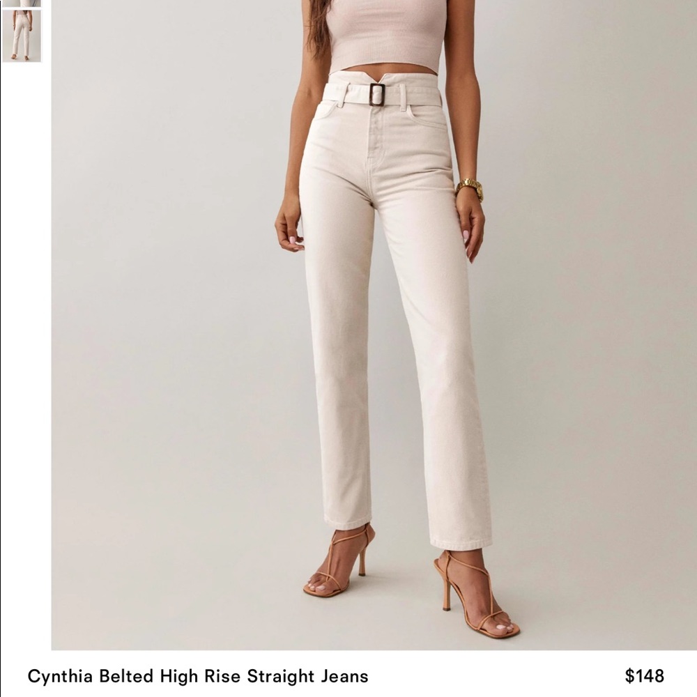 The Reformation Cynthia Belted High Rise Straight Jean Size 27